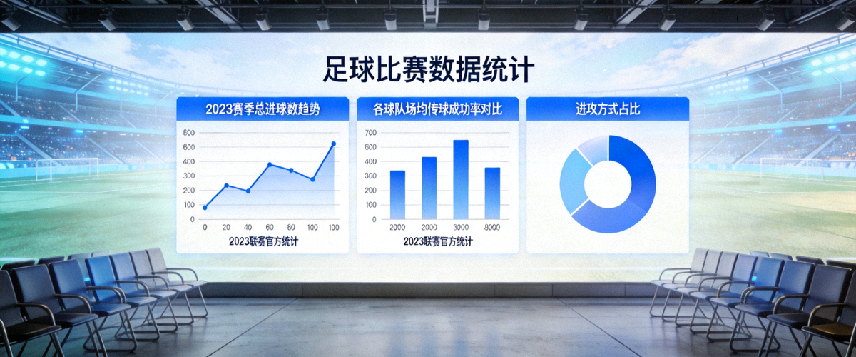 足球比赛数据可视化图表展示墙